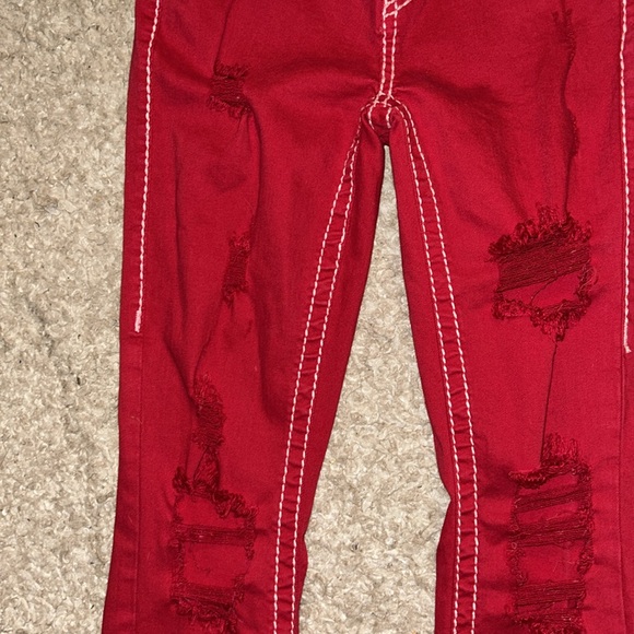 True Religion HALLE MID RISE SUPER SKINNY JEAN in RED LENOX AVE WASH - Picture 8 of 10